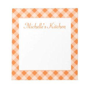 Personalized Orange Gingham Notepad