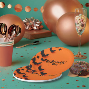 PERSONALIZED ORANGE HALLOWEEN  PAPER PLATE