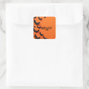 PERSONALIZED ORANGE HALLOWEEN SQUARE STICKER