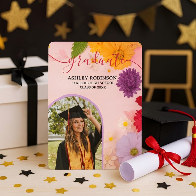 Personalized Orange Nature Floral Graduation Party Invitation (Creator Uploaded)