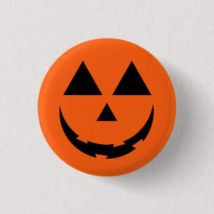 PERSONALIZED ORANGE PUMPKIN FACE HALLOWEEN  3 CM ROUND BADGE
