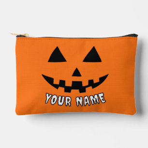Personalized Orange Pumpkin Halloween Your Name Accessory Pouch