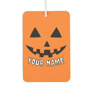 Personalized Orange Pumpkin Halloween Your Name Car Air Freshener