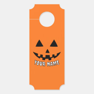 Personalized Orange Pumpkin Halloween Your Name Door Hanger
