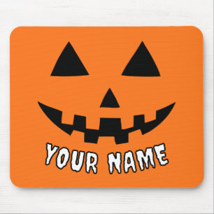 Personalized Orange Pumpkin Halloween Your Name Mouse Pad
