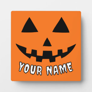 Personalized Orange Pumpkin Halloween Your Name Plaque
