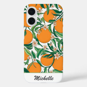 Personalized Oranges Citrus Fruit Floral Pattern   iPhone 16 Case
