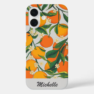 Personalized Oranges Citrus Fruit Floral Pattern   iPhone 16 Case