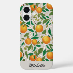 Personalized Oranges Citrus Fruit Floral Pattern   iPhone 16 Case