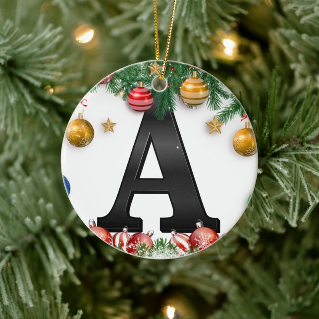 Personalized Ornament with Letter (Tree)