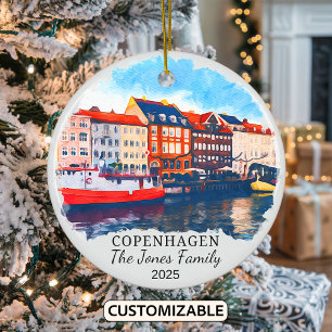 Personalized Oslo Ornament, Denmark Gift Ceramic Ornament
