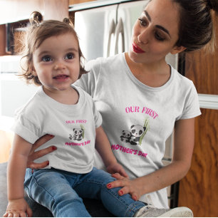 PERSONALIZED OUR FIRST MOTHER'S DAY PANDA MATCHING BABY BODYSUIT
