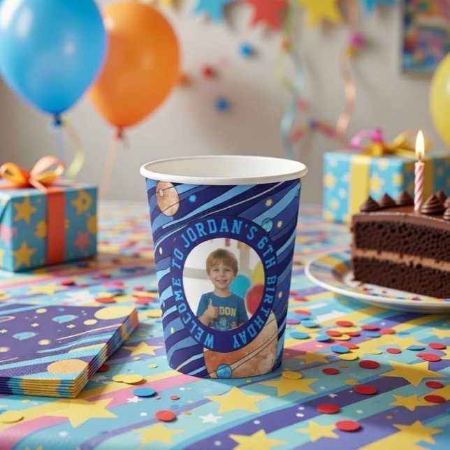 Personalized Outer Space Galaxy Birthday Paper Cups (Creator Uploaded)