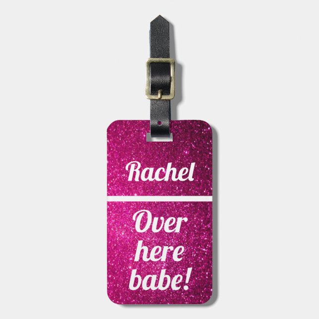 Personalized Over here babe | Funny Luggage Tag (Front Vertical)
