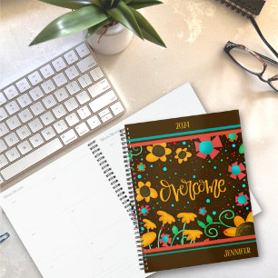 Personalized ‘Overcome’ Inspiring Pretty Floral  Planner