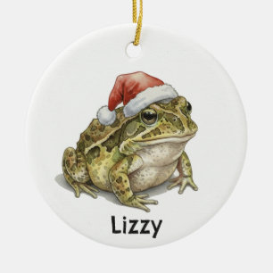 Personalized Pacman frog at Christmas Ceramic Ornament