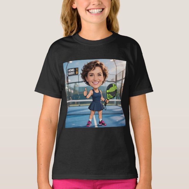 Personalized Paddle/Pickleball Caricature   T-Shirt (Front)