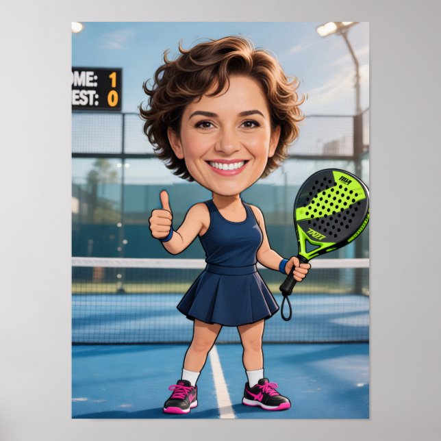 Personalized Paddle/Pickleball Star Caricature Art Poster (Front)