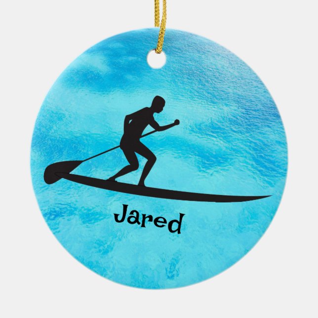 Personalized Paddleboarding Ornament (Front)