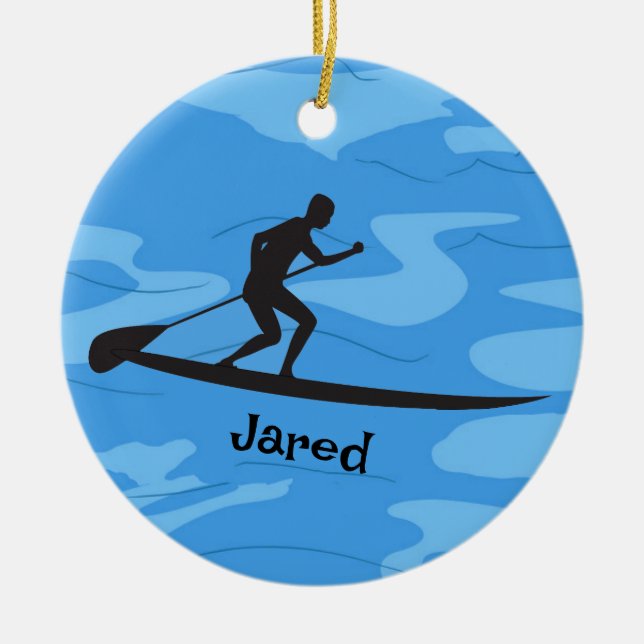 Personalized Paddleboarding Ornament (Front)