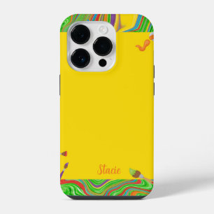 Personalized Paint Colorful Swirls iPhone 14 Pro Case