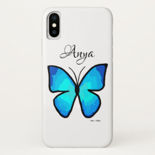 Personalized Painted Blue Butterfly iPhone X Case