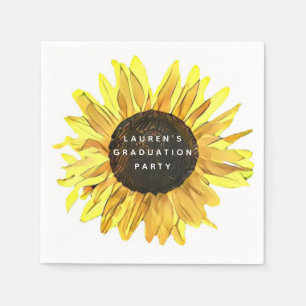 Personalized Painted Sunflower Graduation Party Napkin