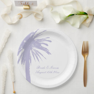 Personalized pale purple beach wedding party plate