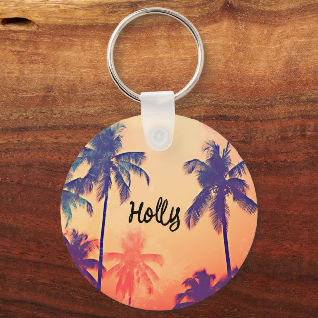 Personalized Palm Tree Doublesided Keychain (Front)