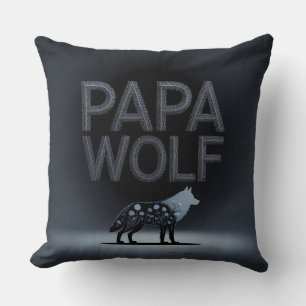 Personalized Papa Wolf Nature Silhouette Cushion