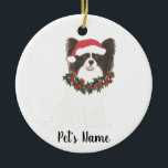 Personalized Papillon (Black & White) Ceramic Ornament<br><div class="desc">Make the nice list this year with a personalized ornament of your sweet papillon elf!</div>