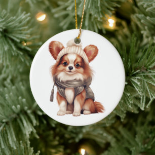 Personalized Papillon Dog Ceramic Ornament
