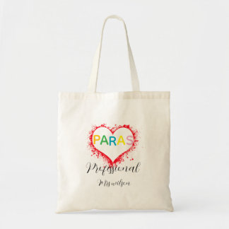 Personalized paraprofessional educator teacher tote bag