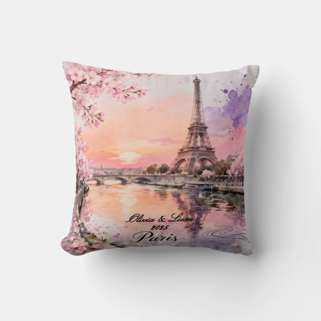 Personalized Paris Couple’s Keepsake Cushion (Front)