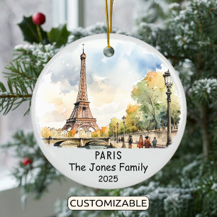 Personalized Paris Ornament, France Ceramic Ornament