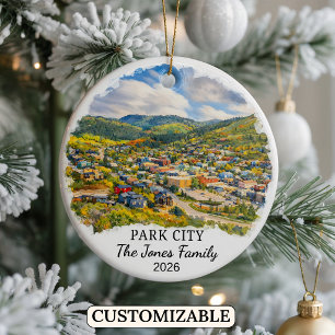 Personalized Park City Ornament, Custom Utah Ceramic Ornament