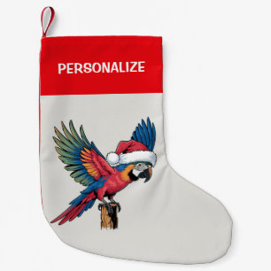 Personalized parrot wearing a Santa hat Christmas Small Christmas Stocking
