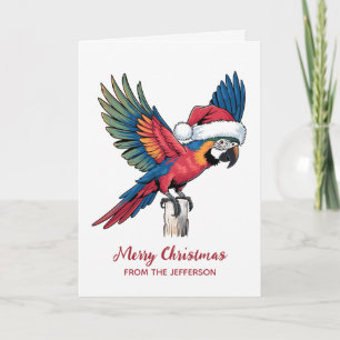 Personalized Parrot with Santa Hat Christmas       Holiday Card