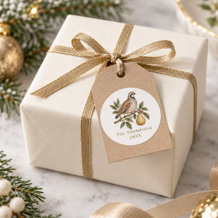 Personalized Partridge in a Pear Tree Christmas Classic Round Sticker