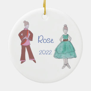 Personalized Party Girl/Chinese Tea Nutcracker  Ceramic Ornament