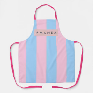 Personalized Pastel Blue and Pink Candy Stripe Apron