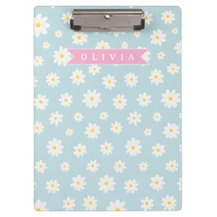Personalized Pastel Blue Daisy Coquette Girly Cute Clipboard