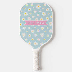 Personalized Pastel Blue Daisy Coquette Girly Cute Pickleball Paddle