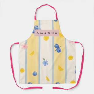 Personalized Pastel Blueberry & Lemon Pattern Apron