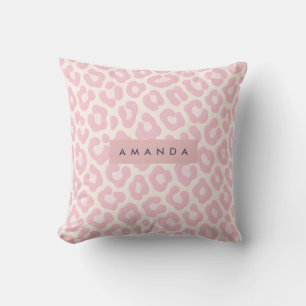 Personalized Pastel Blush Pink Leopard Print Cushion