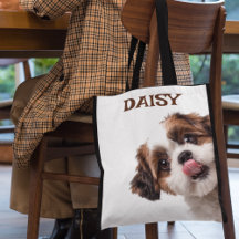 Personalized Pastel Brown Dog Photo Tote Bag