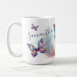 Personalized Pastel Butterfly Art Coffee Cup