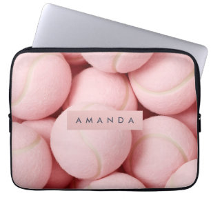 Personalized Pastel Chic Pink Tennis Ball Laptop Sleeve