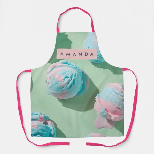 Personalized Pastel Cotton Candy Dream Aesthetic Apron (Front)