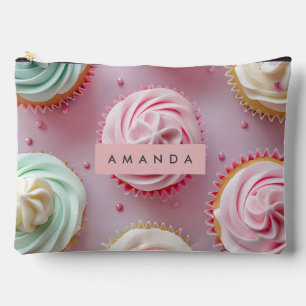 Personalized Pastel Cupcake Swirl Accessory Pouch